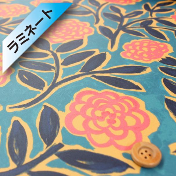 リバティ・ファブリックス タナローン【ラミネート加工】（Frieze フリーズ）グリーンブルー【19-3639201・19AT】