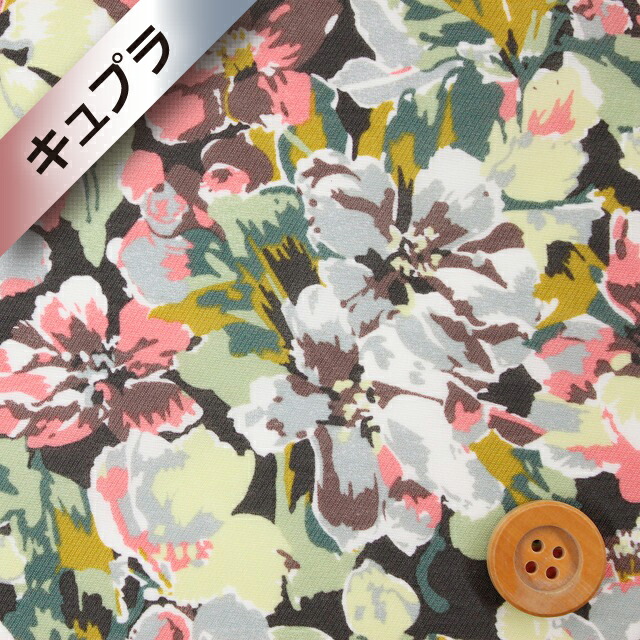 リバティ・ファブリックス【キュプラコットンカルゼ】652（Augusta オーガスタ）チャコール＆ピンク【DC28688・J17C】