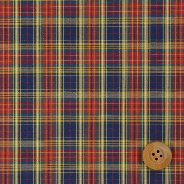 リバティ・ファブリックス【先染タナローンチェック】（Tartan Check タータン・チェック）ネイビー＆イエロー 【3265100・5】