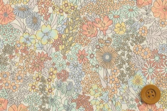 リバティプリント タナローン（Margaret Annie マーガレット・アニー／ミルキーオレンジ）50cm