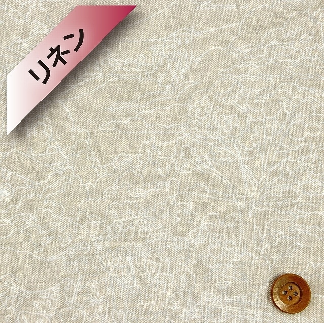 リバティプリント【フランダースリネン】（Seaside Ramble シーサイド・ランブル／ベージュ）50cm