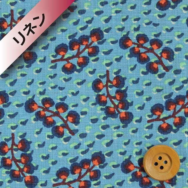 リバティプリント【フランダースリネン】619（Anatolia アナトリア／ブルー）80cm