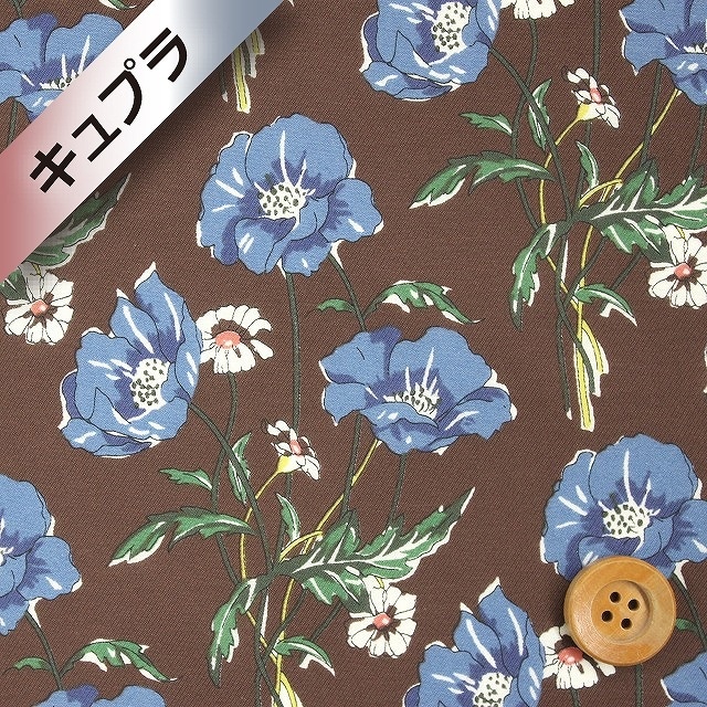 リバティプリント【キュプラコットンカルゼ】620（Poiret ポワレ）ブラウン【3330109・XQ】