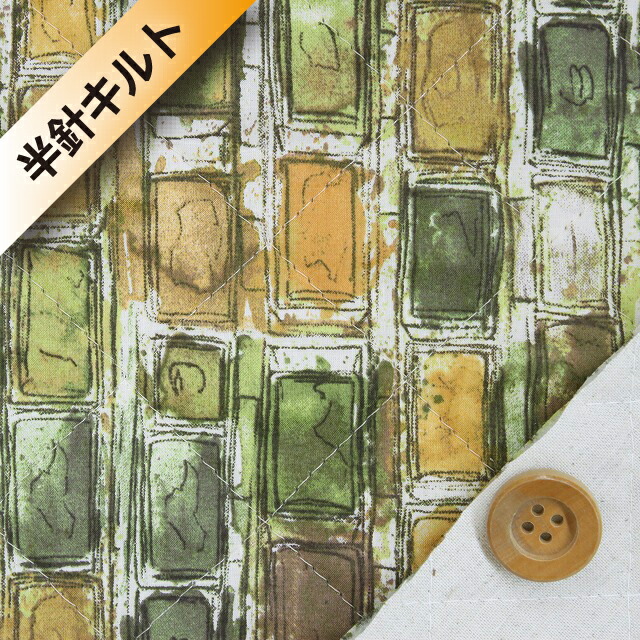 【サンドウオリジナルカラー】リバティ・ファブリックス タナローン【半針キルト】（Ian Rhodes イアン・ローズ）オリーブグリーン【3631162・J16D】