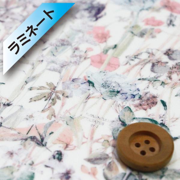 リバティ・ファブリックス タナローン【ラミネート加工】（Wild Flowers ワイルド・フラワーズ）ライトピンク【14-3634251・WE】