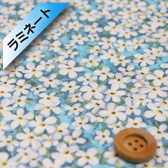 リバティプリント タナローン【ラミネート加工】（Petal Wish ペタル・ウィッシュ）ライトブルー【20-36301105・AE】
