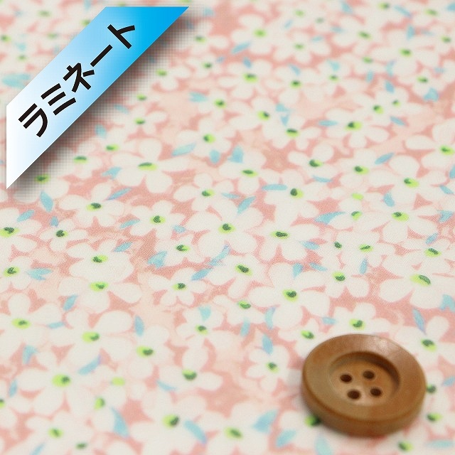 リバティプリント タナローン【ラミネート加工】（Petal Wish ペタル・ウィッシュ）ももいろ【20-36301105・J21C】