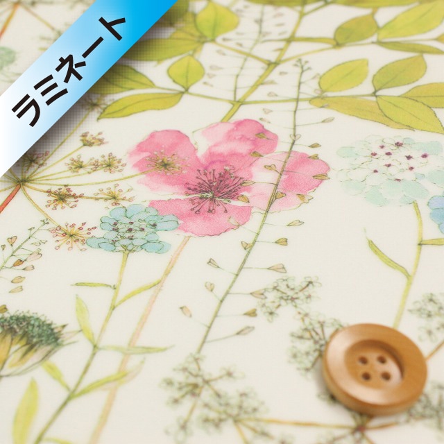 【サンドウ限定復刻色】リバティ・ファブリックス タナローン【ラミネート加工】（Irma イルマ）ピンク＆ブルー【3633182・J14H】 