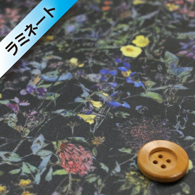 リバティ・ファブリックス タナローン【ラミネート加工】（Wild Flowers ワイルド・フラワーズ）ネイビー＆ブルー【14-3634251・16G】
