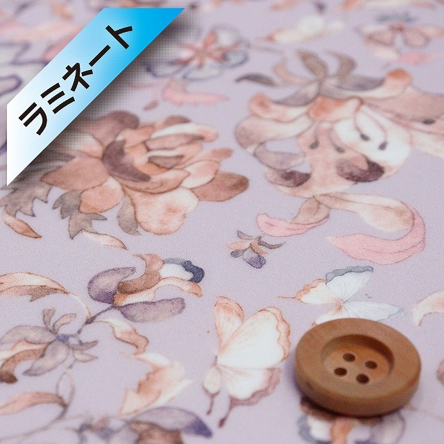 【サンドウオリジナルカラー】リバティプリント タナローン【ラミネート加工】(Butterfly Vine バタフライ・ヴァイン)ヒーリングパープル【363J6437・X】