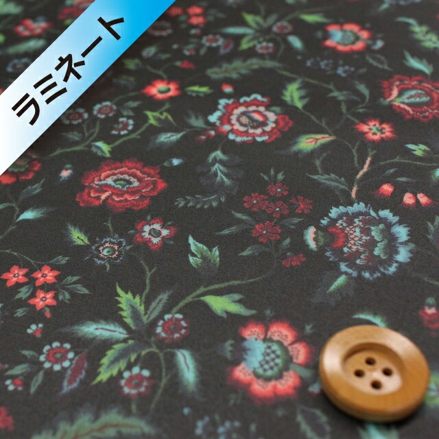 リバティ・ファブリックス タナローン【ラミネート加工】（Paradise Paisley パラダイス・ペイズリー）ブラック【DC28627・16C】
