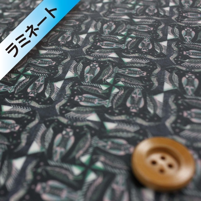 リバティプリント タナローン547【ラミネート加工】（Owls アウルス）ブラック【DC28983・J16D】