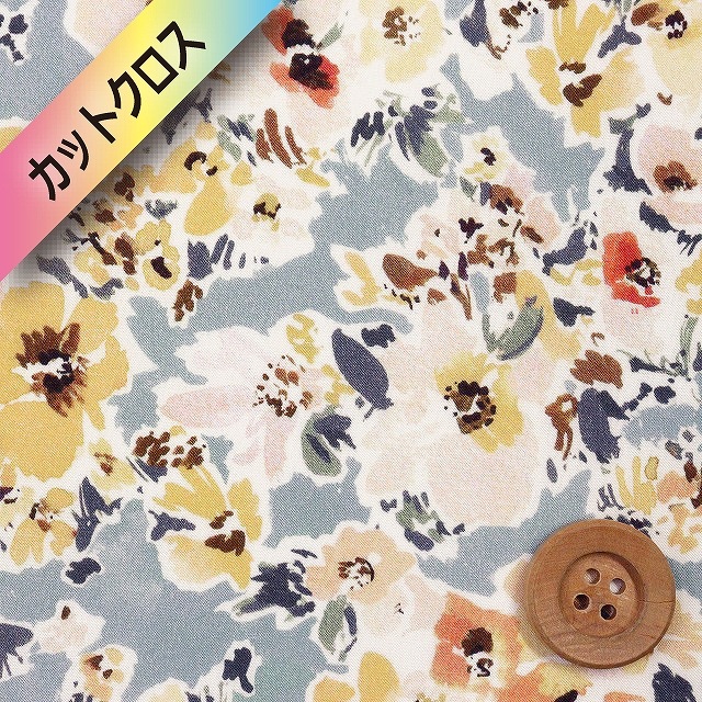 リバティプリント タナローン（COTTAGE BORDER コテージ・ボーダー）グレー【3636416・B】カットクロス