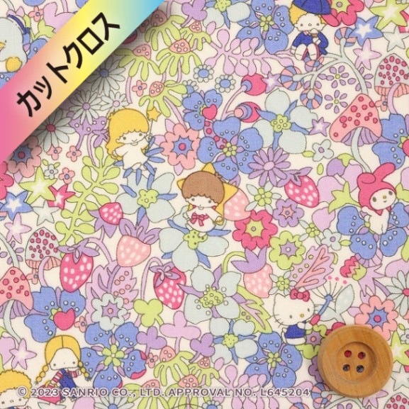 【サンドウオリジナルカラー】ハローキティ×リバティプリント タナローン（Fruit Grove フルーツ・グローブ）ベリーベリー【DC33496・J24G】カットクロス