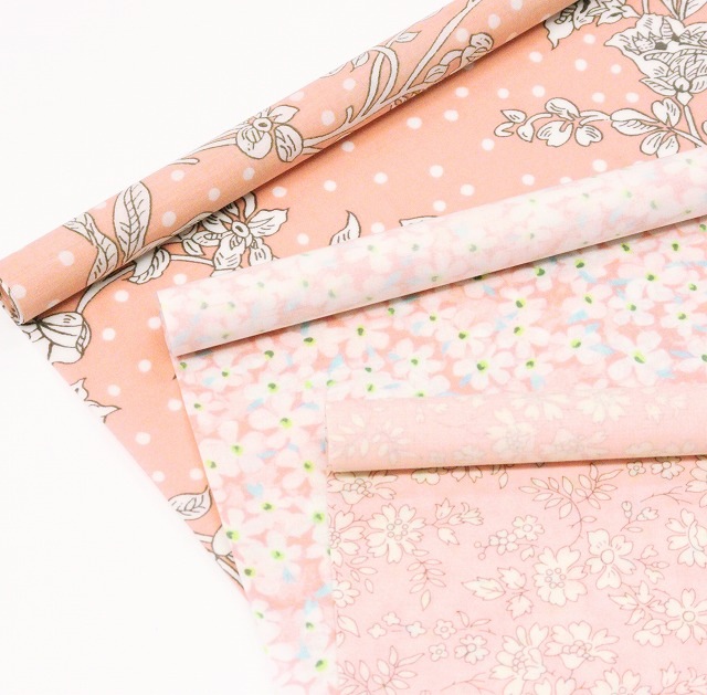 ◎リバティ・ファブリックスお試しセット◎リバティプリント【ラミネート加工】カットクロス3枚セット（ピンク系／Malory）