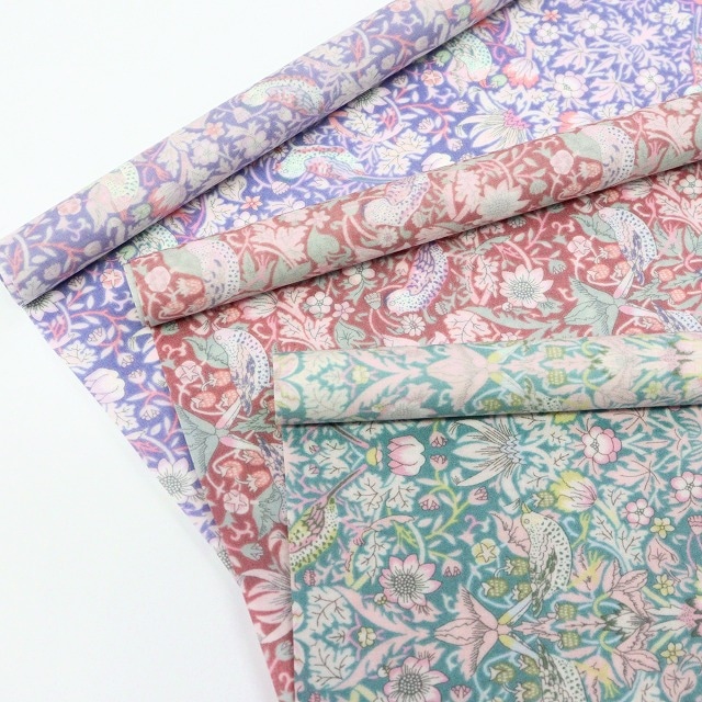 ◎リバティ・ファブリックスお試しセット◎リバティプリント【ラミネート加工】カットクロス3枚セット（Strawberry Thief（サンドウオリジナルカラー））