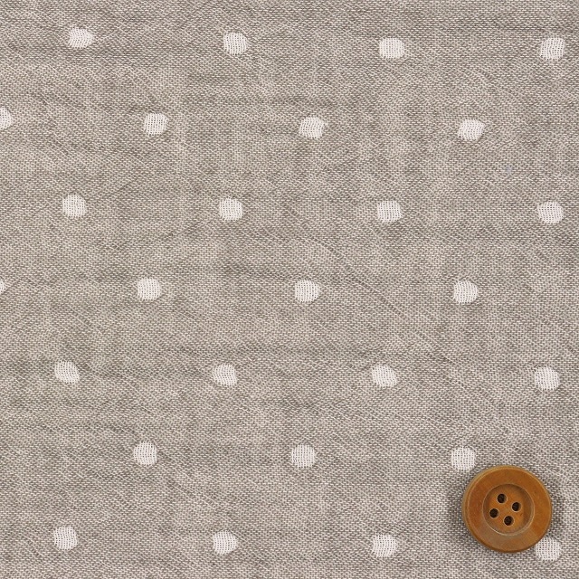 ふんわりガーゼ　ドット【ダブルガーゼ】（モカグレー）【YKA-71100・1D27】