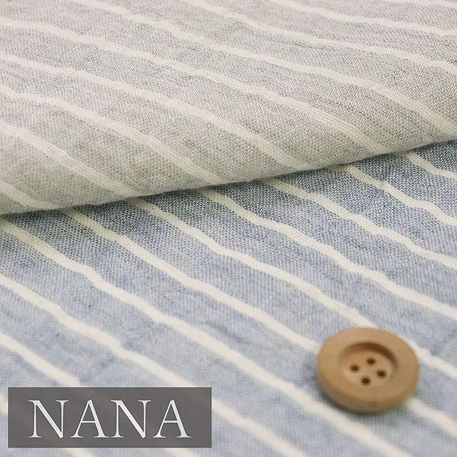 【NANA】◎お買い得！◎ボーダーダブルガーゼ【ワッシャー加工】 グレー【6530・11】