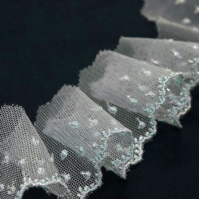 ラメ入り しずくレース【巾約42mm】ライトブルー【874008S・32】【50cm以上10cm単位】