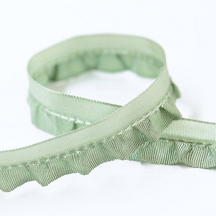 フリルリボン【巾約12mm】グリーン【4571・18】【50cm以上10cm単位】