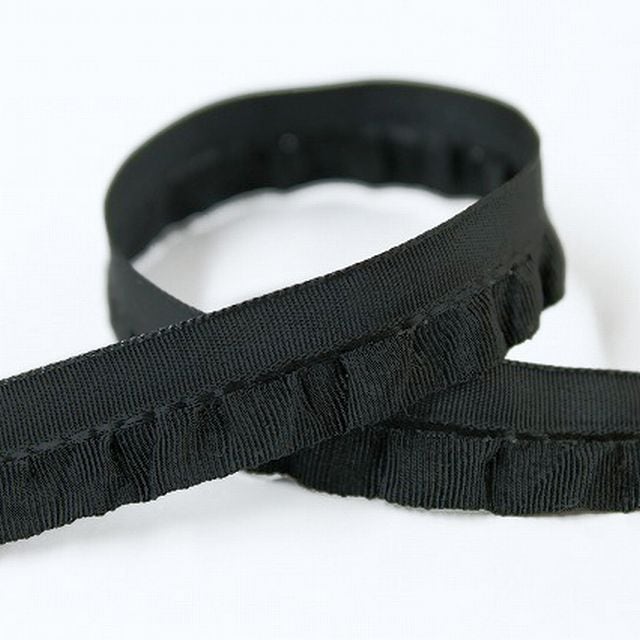 フリルリボン【巾約12mm】ブラック【4571・3】【50cm以上10cm単位】