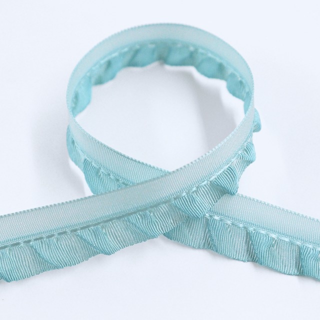 フリルリボン【巾約30mm】ライトブルー【4571・21】【50cm以上10cm単位】
