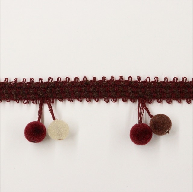 ★SALE★輸入ボンボンブレード【ボンボン2ペア単位（約122mm）】ボルドー【8399・BOR】