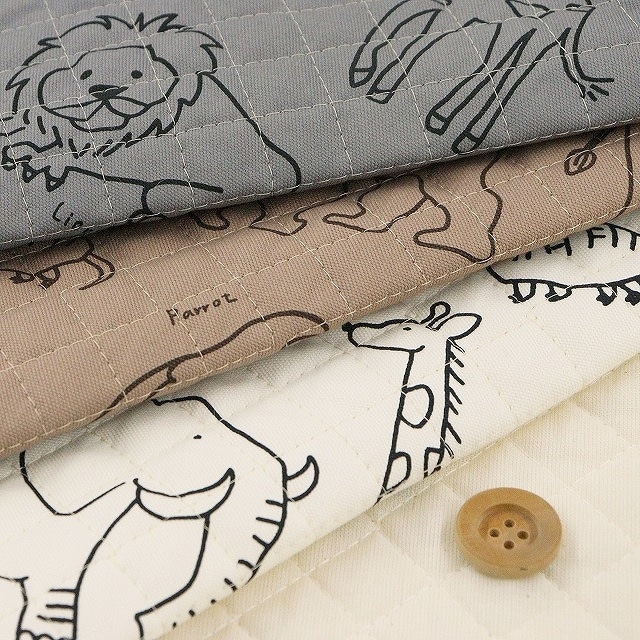 オモシロ動物園【全針キルティング】グレー【DT10427LQ・D】