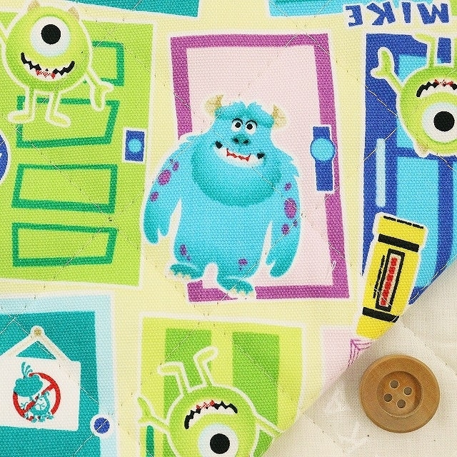 Disney 2022 BTS モンスターズ・インク／イエロー地【半針キルティング】【GRQ-1109・1A13】