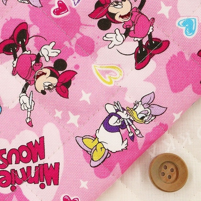 Disney 2022 BTS ミニーマウスとデイジー／ピンク【半針キルティング生地】【GRQ-1101・1A11】