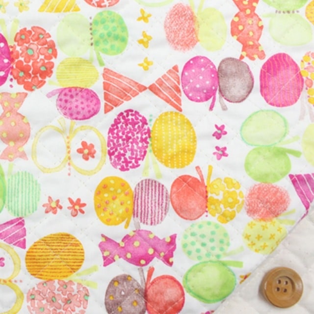 リボンちょうちょ／オレンジ＆ピンク【全針キルティング生地/ブロード生地】【D850076・1-1】