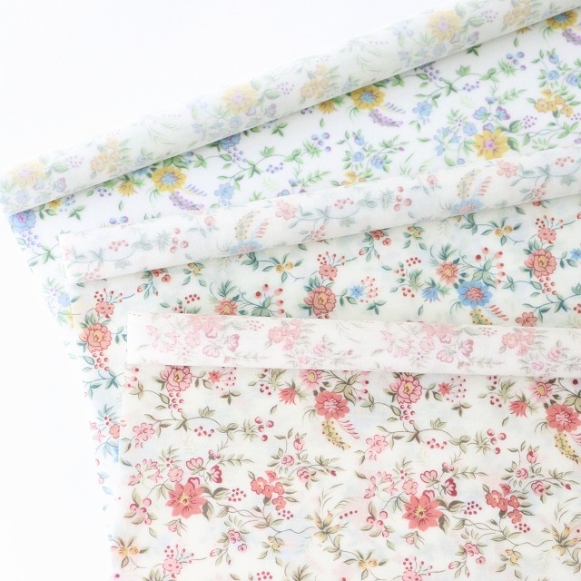 ◎リバティ・ファブリックスお試しセット◎リバティプリント【ラミネート加工】『Organic Tana Lawn(TM) Collection Vol.1』カットクロス3枚セット（Floribunda）