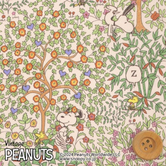 PEANUTS(TM)×リバティ・ファブリックス タナローン（Woodstock Day グリーン/生成地）ウッドストック・デイ【DC33936・J24D】