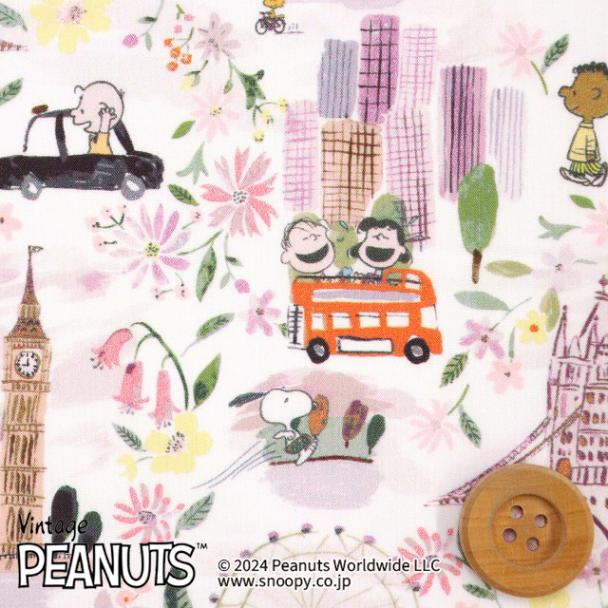 PEANUTS(TM)×リバティ・ファブリックス タナローン（A London Adventure ピンクパープル）ア・ロンドン・アドベンチャー【DC33934・J24B】