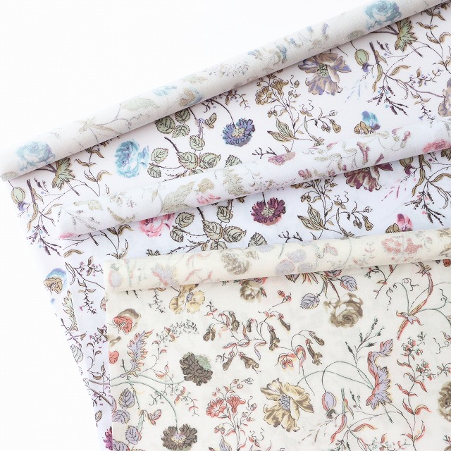 ◎リバティ・ファブリックスお試しセット◎リバティプリント【ラミネート加工】『Garden』カットクロス3枚セット（サンドウオリジナルカラー）