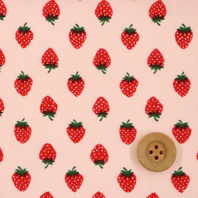 定番いちご柄【シーチング生地】ピンク