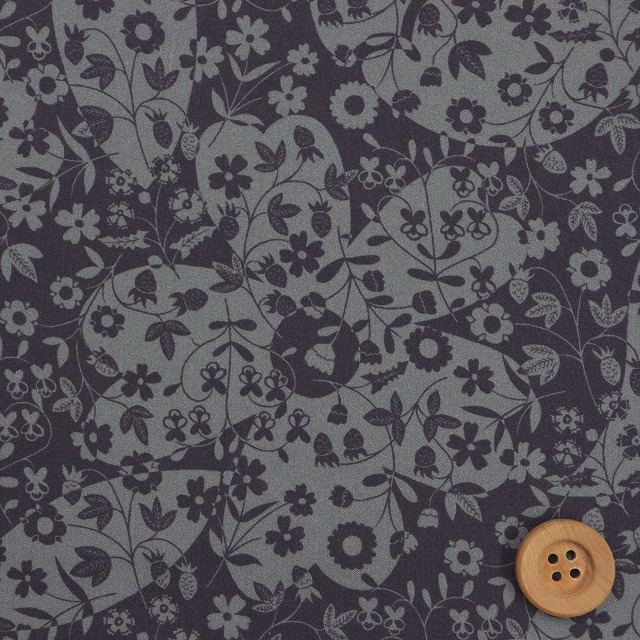 リバティプリント タナローン（Mirabelle Mono ミラベル・モノ）チャコールブルー&グリーン【24-3634207・24AU】