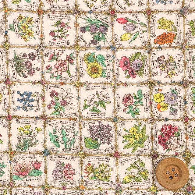 リバティプリント タナローン（Language of Flowers ランゲージ・オブ・フラワーズ）生成地【24-3634225・24CU】