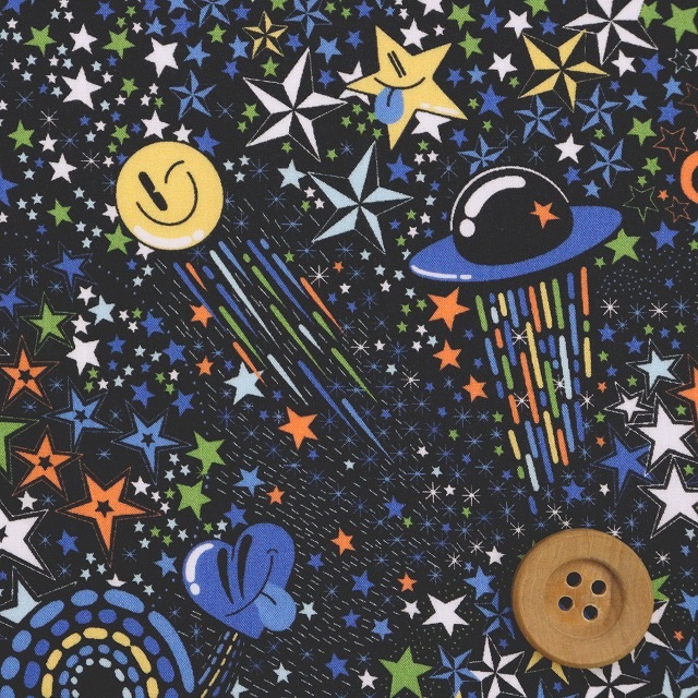 リバティプリント タナローン（Adelajda in Space アデラジャ・イン・スペース）ブルー＆グリーン【24-3634293・24AU】