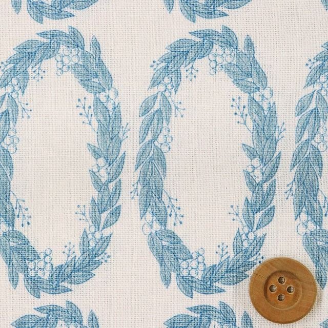 《words of forest designed by Alice Makabe》Wreath【ハーフリネン】ブルー＆オフホワイト