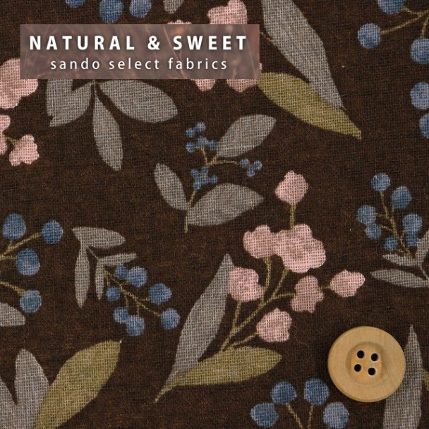 微起毛モーリークロス 植物柄　ブラウン【全2色】（P324-1780-2・C）