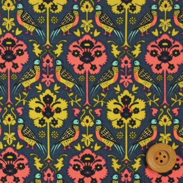 リバティ・ファブリックス タナローン（Byrne バーン）ピンクオレンジ＆ネイビー【15-3635282】