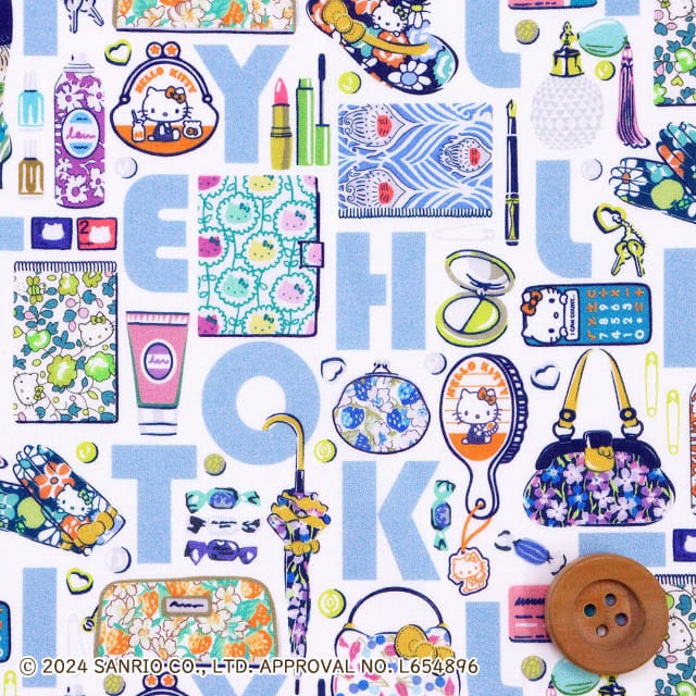 ハローキティ×リバティ・ファブリックス タナローン（Hello Kitty Necessities ハローキティ・ネセシティーズ）ライトブルー【DC34426・J24D】