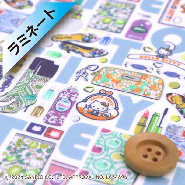 ハローキティ×リバティ・ファブリックス タナローン【ラミネート加工】（Hello Kitty Necessities ハローキティ・ネセシティーズ）ライトブルー【DC34426・J24D】