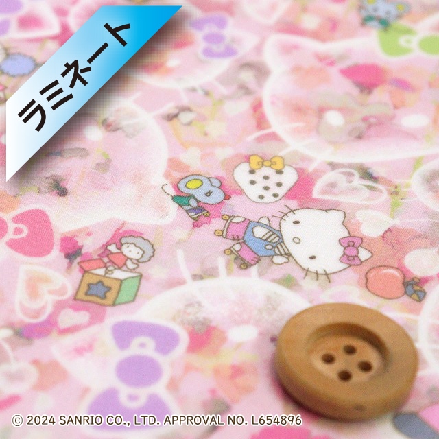 ハローキティ×リバティ・ファブリックス タナローン【ラミネート加工】（Bubble Dreams バブル・ドリームス）ピンク【DC34429・J24B】