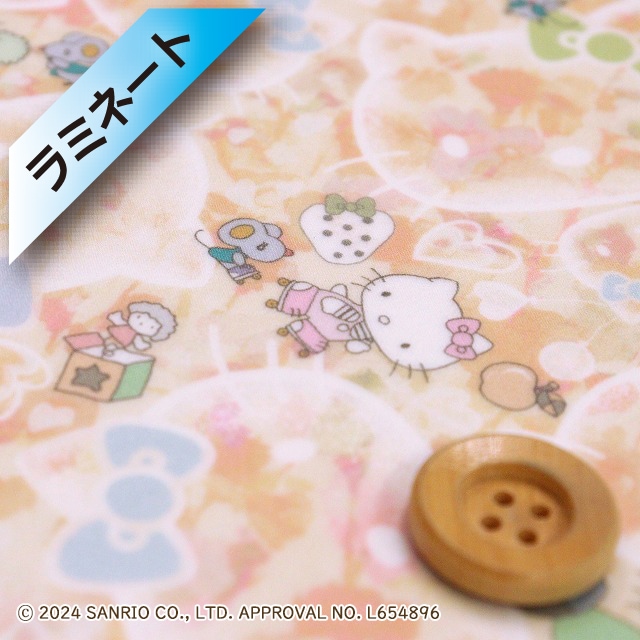 【サンドウオリジナルカラー】ハローキティ×リバティ・ファブリックス タナローン【ラミネート加工】(Bubble Dreams バブル・ドリームス)マーマレード【DC34429・J24E】