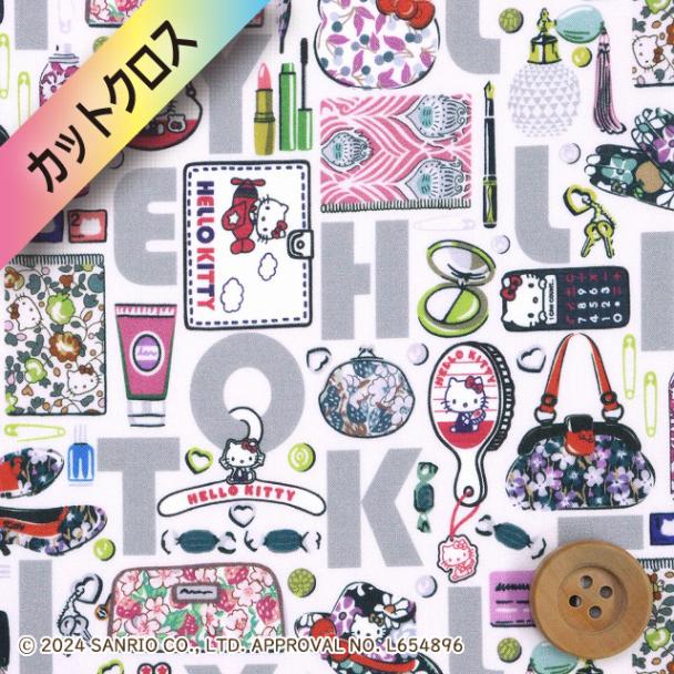 【サンドウオリジナルカラー】ハローキティ×リバティ・ファブリックス タナローン(Hello Kitty Necessities ハローキティ・ネセシティーズ)フェミニングレー【DC34426・J24H】カットクロス