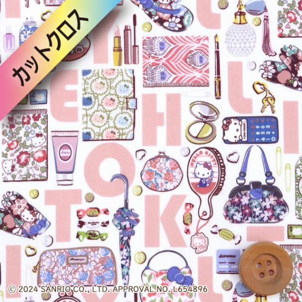 【サンドウオリジナルカラー】ハローキティ×リバティ・ファブリックス タナローン(Hello Kitty Necessities ハローキティ・ネセシティーズ)チャームピンク【DC34426・J24I】カットクロス