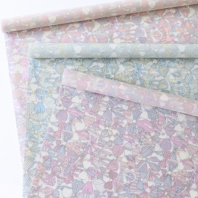 ◎リバティ・ファブリックスお試しセット◎【ラミネート加工】『Jenny’s Bows』カットクロス3枚セット【サンドウオリジナルカラー】