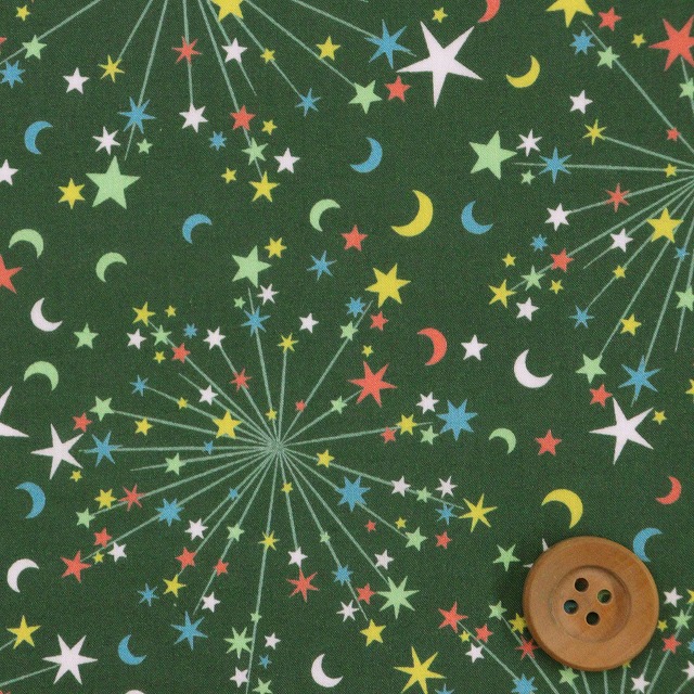 リバティ・ファブリックス タナローン（Helen's Strarry Sky ヘレンズ・スターリー・スカイ）グリーン地【15773403・24CT】